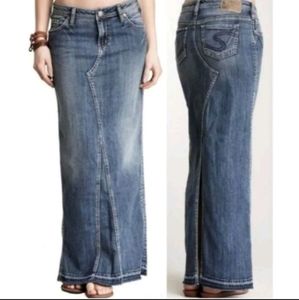 Silver Jeans Denim Maxi Skirt Size 26 Adele Long Modest Boho